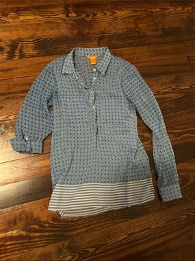 Joe Fresh Blue Patterned Button-Down Shirt